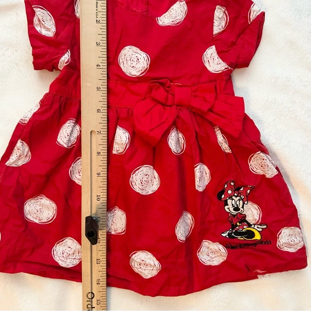 Disney Parks Minnie Mouse 2pc Outfit Red White Polka Dot Dress & Ruffle Brief 6M